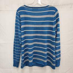 Smartwool WM's Blue & White Split Stripe Merino Wool Sweater Size M alternative image