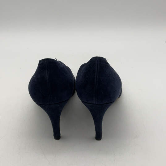 Womens Blue Suede Pointed Toe Slip-On Stiletto Pump Heels Size 10 M image number 2