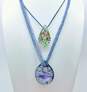 Artisan Multi Color Foiled Dichroic & Wire Wrapped Art Glass Pendant Necklaces image number 2