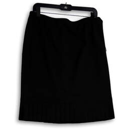 NWT Womens Black Pleated Hem Back Zip Straight & Pencil Skirt Size 10 alternative image