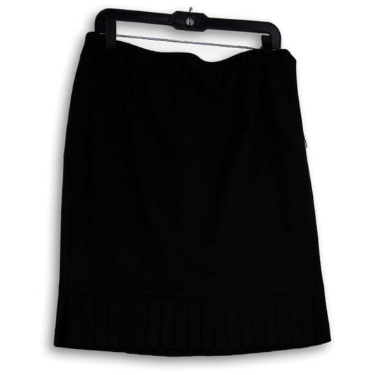 NWT Womens Black Pleated Hem Back Zip Straight & Pencil Skirt Size 10 image number 2