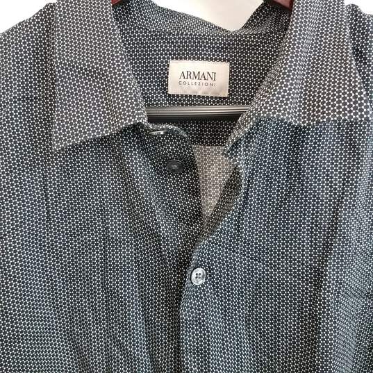 Armani women's navy and white print button up shirt XXL image number 3
