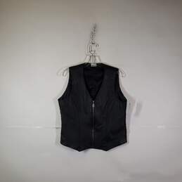 Womens Leather Sleeveless Full Zip Motorcycle Vest Size Medium