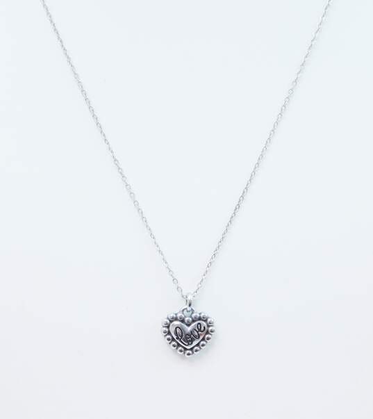 Brighton Designer Silver Tone Heart Pendant Necklace 5.2g image number 1