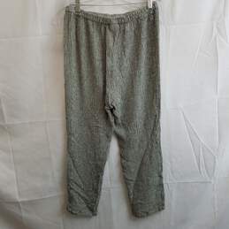 Eileen Fisher textured linen beige & green cropped pants M alternative image
