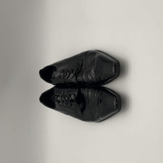 Mens Black Leather Snip Toe Wingtip Perforated Oxford Dress Shoes Sz EUR 44 image number 3