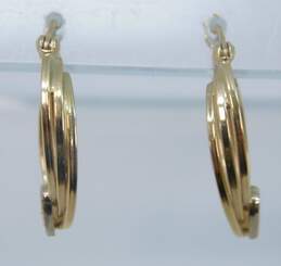 14K Yellow Gold Diamond Accent Heart Oval Hoop Earrings 2.0g