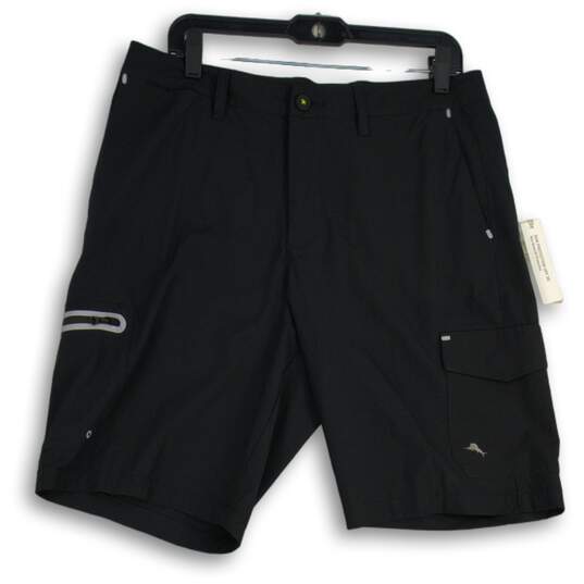 NWT Tommy Bahama Mens Black Flat Front Cayman Cargo Shorts Size 33 image number 1