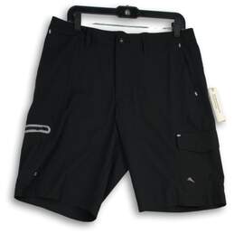 NWT Tommy Bahama Mens Black Flat Front Cayman Cargo Shorts Size 33