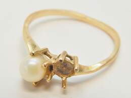 14k Yellow Gold Pearl Toi Et Moi Ring For Repair 1.5g