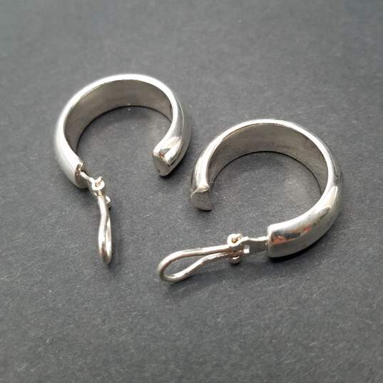 Milor Sterling Silver Omega Back Hoop Earrings 6.7g image number 2