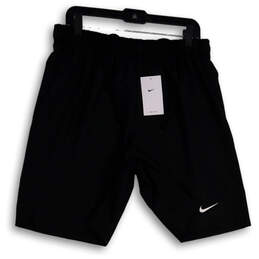 NWT Mens Black Dri-Fit Elastic Waist Drawstring Athletic Shorts Size Large