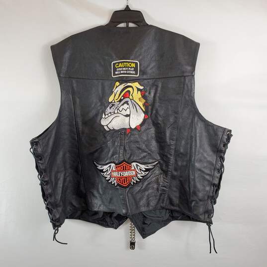 Harley Davidson Men Black Motorcycle Vest Sz 62 image number 2