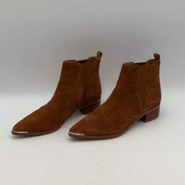 Womens Yale Brown Leather Almond Toe Pull On Ankle Chelsea Boots Size 8 alternative image