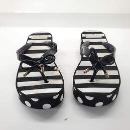 Kate Spade Women's Black White Polka Dot Stripe Platform Thong Flip Flops Size 7M