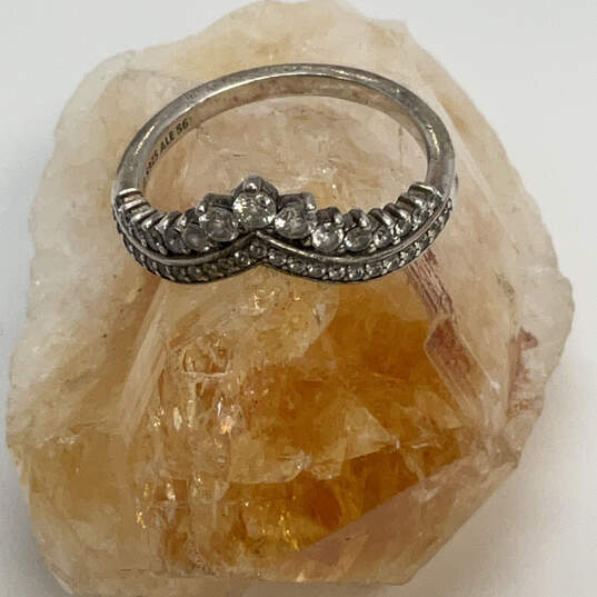 Designer Pandora B1 S925 ALE Sterling Silver Cubic Zirconia Wishbone Ring image number 1