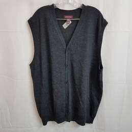 Nordstrom men's dark gray wool button up sweater vest XL