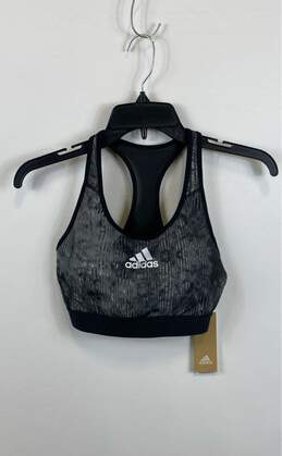 Adidas Womens Gray Black Sleeveless Racerback Pullover Sports Bra Size M