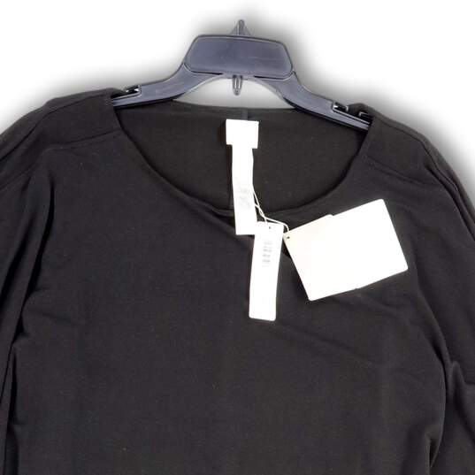 NWT Womens Black Round Neck Stretch Convertible Cape Shift Dress Size 3 image number 3