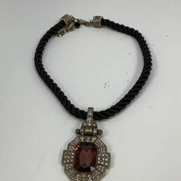 Designer Heidi Daus Gold-Tone Black Rope Red Crystal Pendant Necklace alternative image