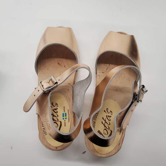 Lotta from Stockholm Rose Gold Leather Clog Sandals Size 6.5 image number 5