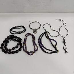 Bundle of Assorted Purple and Black Beaded Fashion Jewelry