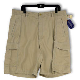 NWT Mens Tan Flat Front Pockets Stretch Regular Fit Cargo Shorts Size 8