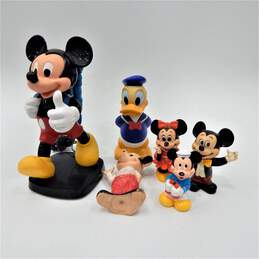Vintage Walt Disney Tyco Mickey Mouse Hiking Telephone w/ Bonus Vintage Figures And Coin Banks