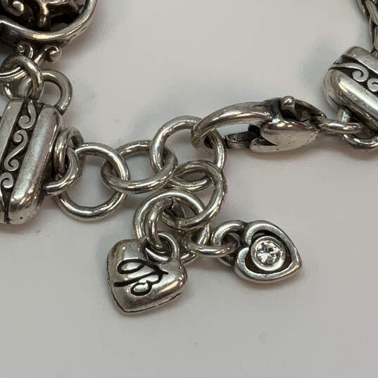 Designer Brighton Silver-Tone Triple Strand Chain Heart Charm Bracelet image number 3