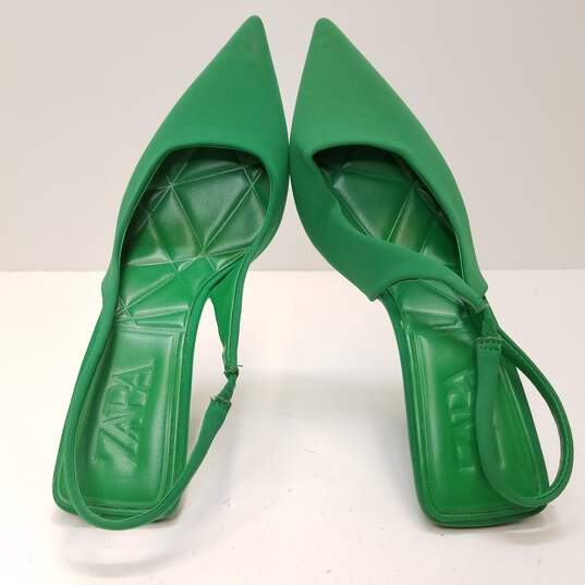 Zara Slingback Women's Heels Green Size 37/6.5US image number 5