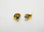 14K Yellow Gold Garnet & Blue CZ Stud Earrings 1.4g image number 2