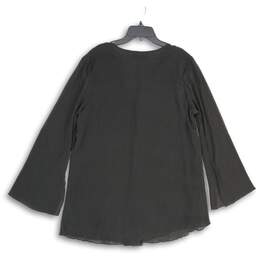 NWT Alfani Womens Black Floral V-Neck Long Sleeve Tunic Blouse Top Size 12 alternative image