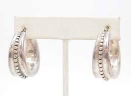 Rustic 925 Electroform Granulated Puffed Chunky & Tube Hoop Earrings Variety 13.1g alternative image