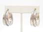 Rustic 925 Electroform Granulated Puffed Chunky & Tube Hoop Earrings Variety 13.1g image number 2