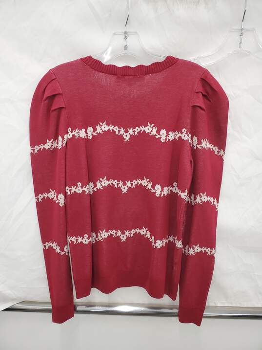 Women’s Loft Maroon Scalloped Neck Sweater Size-XS New image number 2