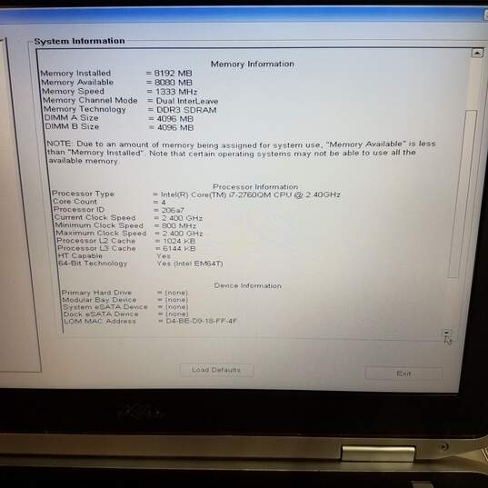 Dell Latitude E6420 14in Laptop Intel i7-2720QM CPU 8GB RAM NO HDD image number 8
