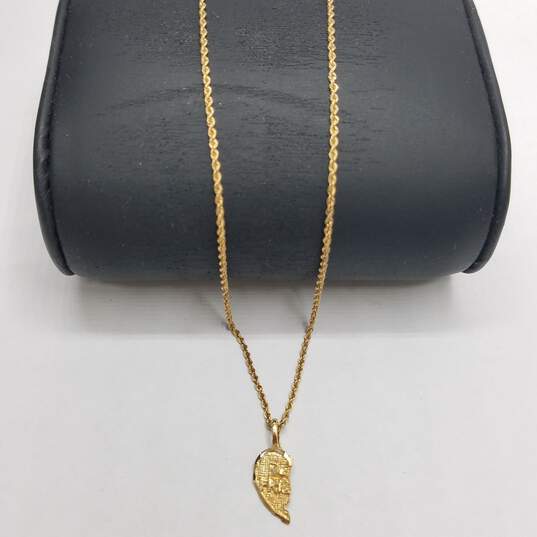 14K Gold 17.25" Rope Chain Necklace W/Half Best Friend Heart Pendant 2.9g image number 3