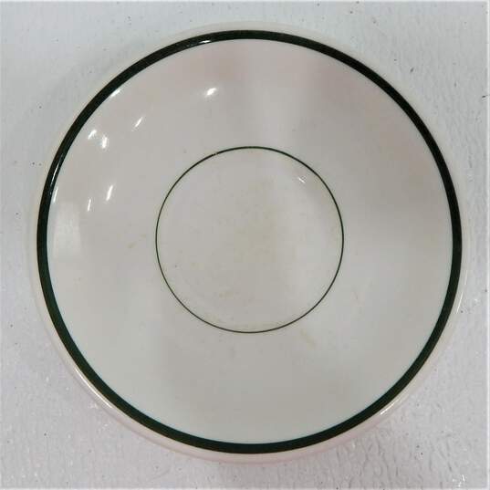 4 Vintage Syracuse China Restaurant Ware Berry Saucer Plates  White Sage Green Stripe image number 8