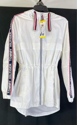 NWT Tommy Hilfiger Womens White Hooded Full Zip Windbreaker Jacket Size Small