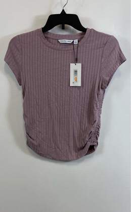 NWT Calvin Klein Jeans Womens Purple Short Sleeve Ribbed Blouse Top Size Small