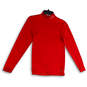 Mens Red Long Sleeve Mock Neck Activewear Pullover T-Shirt Size Small image number 1