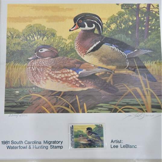 Artist Lee LeBlanc Signed South Carolina State Duck Stamp Print w/ Stamp Framed image number 3
