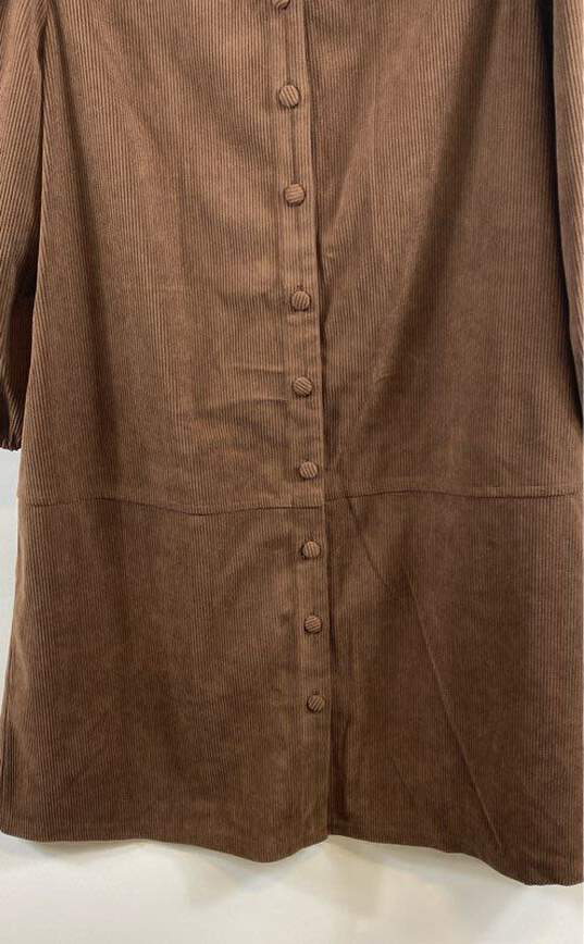 NWT 7 For All Mankind Womens Brown Long Sleeve Button Front Shirt Dress Size M image number 4