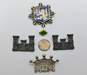 VNTG Mixed Metals Enamel Castle Crown Shield Brooches & Pins image number 6