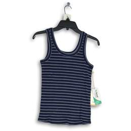 NWT Carve Designs Womens Blue White Striped Round Neck Pullover Tank Top Size M