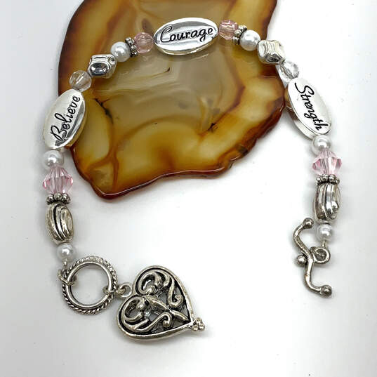 Designer Brighton Silver-Tone Clasp Beaded Charm Bracelet With Tin image number 3