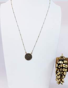 Lucky Brand Designer Gold Tone Pendant Necklace & Multi Strand Bracelet