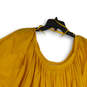 NWT Womens Yellow Round Neck Embroidered 3/4 Sleeve Blouse Top Size XL image number 3