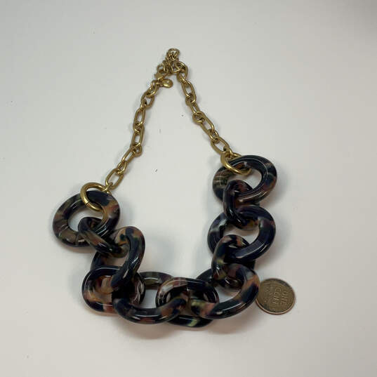 Designer J.Crew Gold-Tone Chunky Tortoise Lobster Link Chain Necklace image number 2