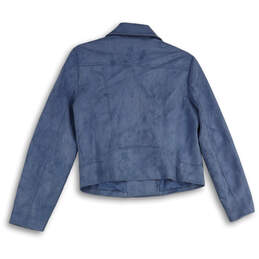 Womens Blue Long Sleeve Asymmetrical Full Zip Motorcycle Jacket Size Large alternative image